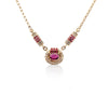 Vintage 2.70 Carat Oval Cut Ruby & Diamond 14K Gold Retro Pendant Necklace
