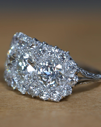 Vintage 4.50 CTTW Old European Cut Diamond Three-Stone Art Deco Engagement Ring in Platinum – Assay Jewelers