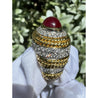 Vintage 5 Carat Cabochon Ruby, Diamond and 18K Gold Retro Bezel Rope Style Ring