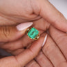 Vintage 5 Carat Emerald Square Cut Openwork 14K Gold Solitaire Ring