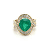 Vintage 5 Karat Birnenschliff Smaragd Crossover Doppelter Split Schaft 14K Gold Ring