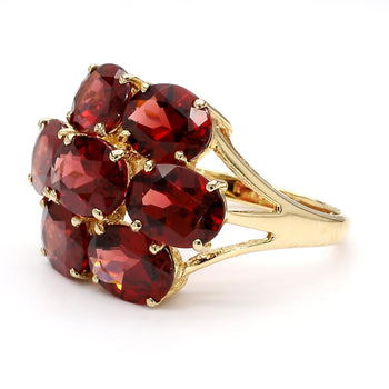 Vintage 7.8 Carat Red Garnet 14K Gold 7 Stone Cluster Cocktail Ring – Assay Jewelers