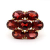 Vintage 7.8 Carat Red Garnet 14K Gold 7 Stone Cluster Cocktail Ring