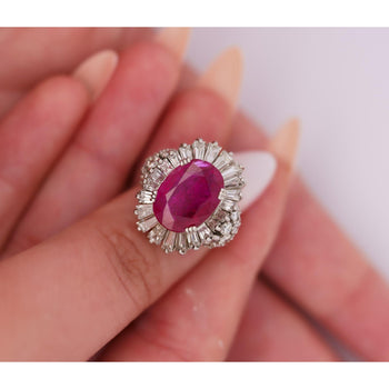Vintage AGL Certified 6.95 Carat No Heat Burma Ruby & Diamond Cocktail Ring – Assay Jewelers