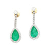 Vintage Art Deco AGL Cert. 10 Carat Colombian Emerald Pear Drop Platinum Earrings