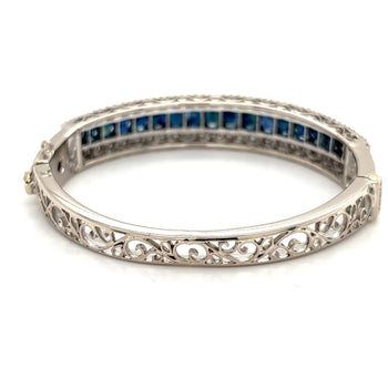 Bracelet jonc Anciens Art déco en saphir bleu en or blanc 14 k – Assay Jewelers