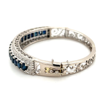 Bracelet jonc Art déco Anciens en saphir bleu, en or blanc 14 k – Assay Jewelers
