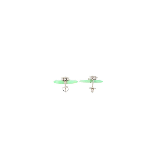 Boucles d’oreilles pendantes Anciens Art déco en jadeite, diamant et saphir en 14K