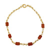 Vintage Carnelian Floral Carved Tube 22K Gold Chain Necklace