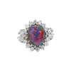 Vintage GIA Zertifizierter Schwarzer Opal im Gemischten Schliff mit Diamant-Halo 14K Cocktail-Ring
