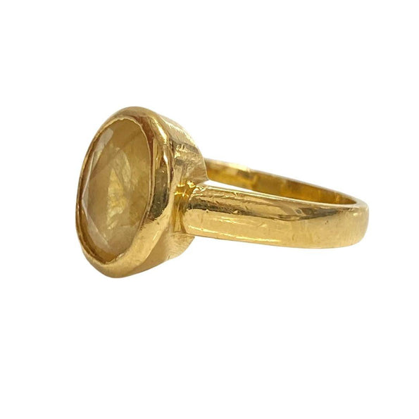Bague de fiançailles Anciens en saphir jaune naturel, or massif 22k