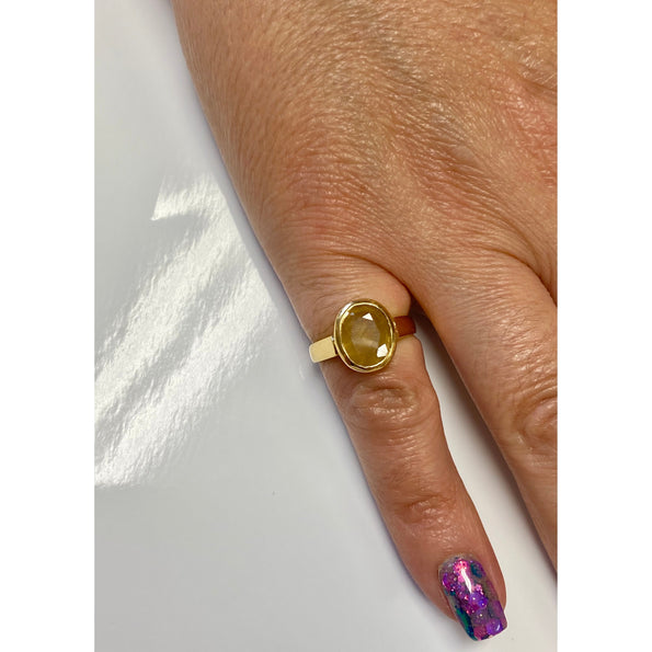 Bague de fiançailles Anciens en saphir jaune naturel en or massif 22k