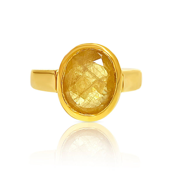 Bague de fiançailles Anciens en saphir jaune naturel, en or massif 22k