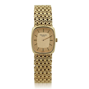 Vintage Patek Philippe 18K Gold Ladies Champagne Dial Mesh Bracelet Watch – Assay Jewelers