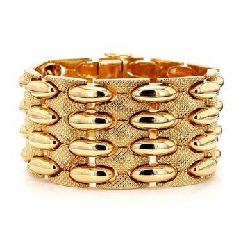 Vintage Retro 18K Yellow Gold Wide Multi-Link Bracelet – Assay Jewelers
