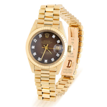 Vintage Rolex 6917 Datejust Presidential 23mm Brown Diamond Dial Gold Watch – Assay Jewelers