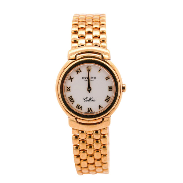 Vintage Rolex Cellini 6621 18K Yellow Gold White Dial Quartz Bracelet Watch