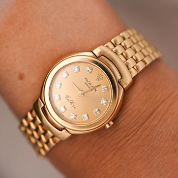 Vintage Rolex Cellini 6621 Diamond Hour Marker 18K Gold 26mm Watch – Assay Jewelers