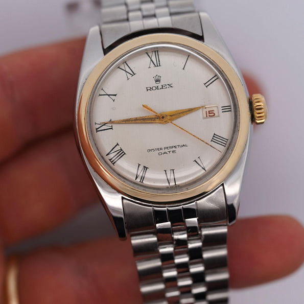Vintage Rolex Oyster Perpetual Date Two-Tone Steel & Gold Jubilee Bracelet Watch