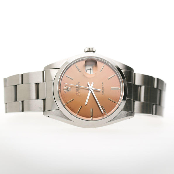 Vintage Rolex Oysterdate Precision 6694 Champagne Brown Dial 34mm Watch