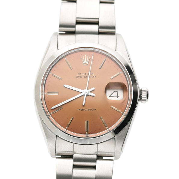 Vintage Rolex Oysterdate Precision 6694 Champagne Brown Dial 34mm Watch