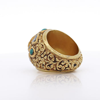 Vintage Ruby Rose Cut Diamond & Turquoise 18K Gold Ring – Assay Jewelers