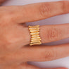 Vintage Tiffany & Co. Ribbed 18K Gold Ring & Earring Jewelry Set