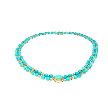 Vintage Turquoise and 14k Gold Bead & Pendant Necklace – Assay Jewelers