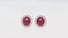 57.95 Carat Cabochon Cut Deep Pink Ruby & Diamond Halo Earrings & Necklace Set