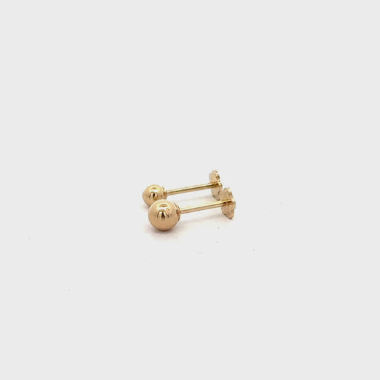 Reversible 4mm 14K Gold Ball Stud & Clover Screw Back Single Stud Earring