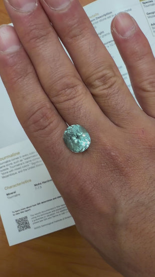 GIA Certified 9.48 Carat Paraiba Tourmaline Diamond Cluster Ring
