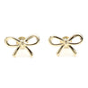 14K Gold Ribbon Stud Earrings 10mm Screw Back Closure