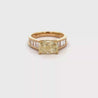 GIA Certified 3.86 Carat Yellow Diamond East West Ring 18K Gold