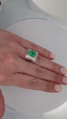 GIA Certified 3.07 Carat Colombian Emerald & Diamond Platinum Ballerina Ring
