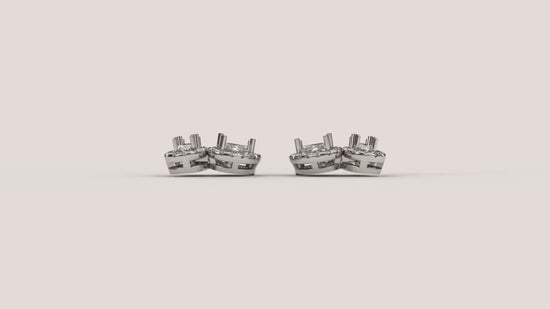 2 Carat Lab Diamond 14K Gold Multi Shape Cluster Halo Stud Earrings