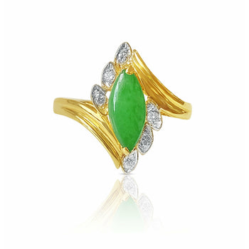 Ring con giadeite taglio marquise e Diamonds naturali in oro giallo massiccio 18k – Assay Jewelers